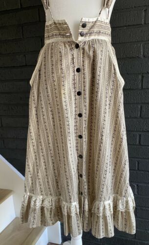 GUNNE SAX Jessica McClintock Vintage 100% Cotton High Waist Skirt Suspenders 7 - Fresh Stock Dated February 2026