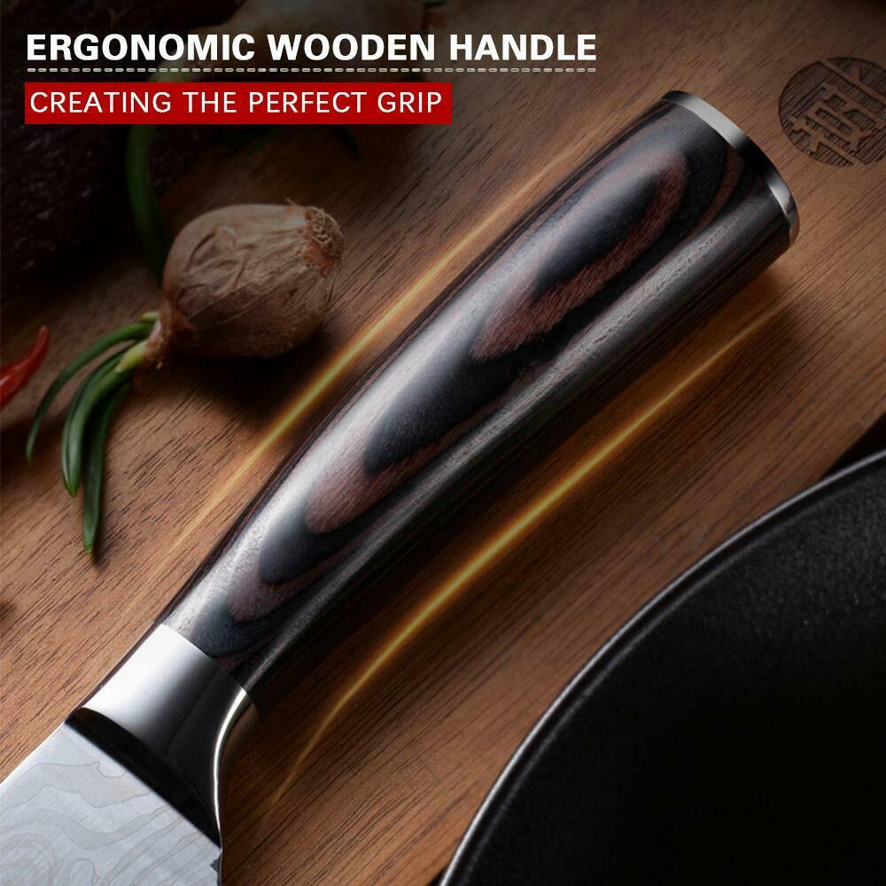 4Pcs Kitchen Knife Set Damascus Pattern Stainless Steel Professional Chef Knives - Fresh Stock Dated December 2025