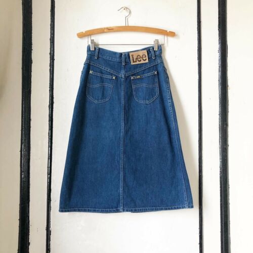 Vintage 1970s Lee Jeans Denim A Line Skirt Size S - Fresh Stock Dated February 2026
