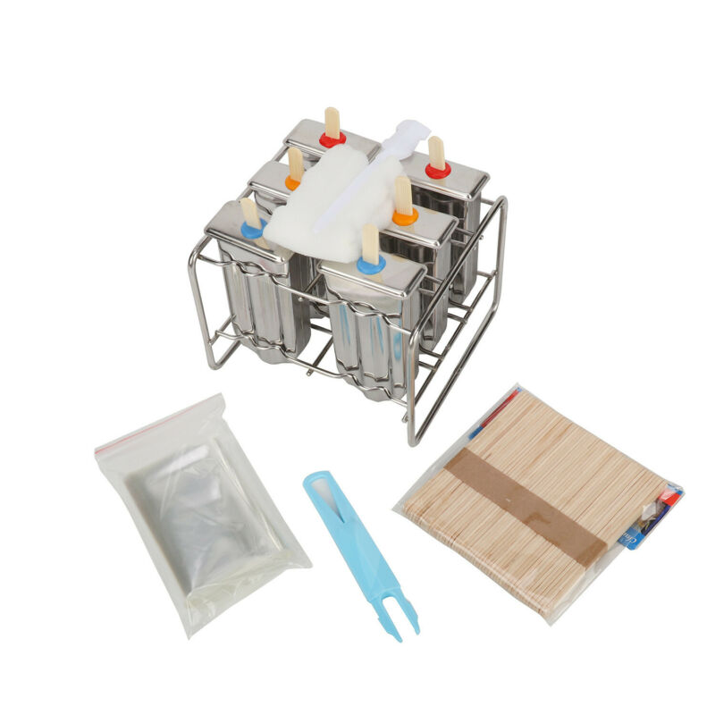 6Pcs Stainless Steel Pop Popsicle Mold Maker Lolly DIY Frozen Ice Cream Mould US - Fresh Stock Dated December 2025