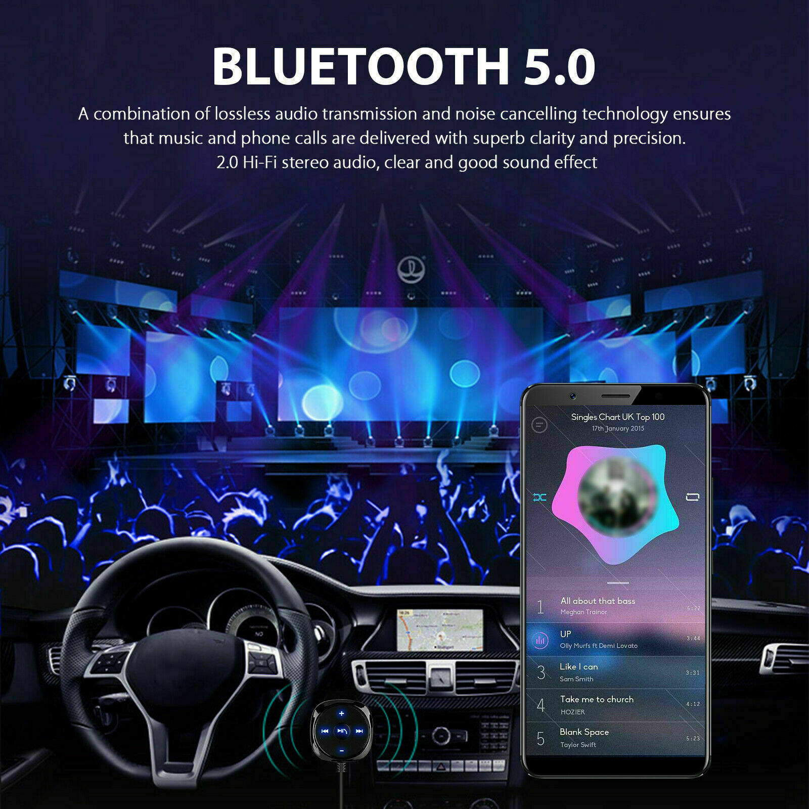 In-Car AUX Wireless Bluetooth 5.0 FM Hands-free Adapter Receiver & Transmitter - Fresh Stock Dated February 2026