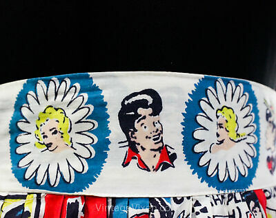 1950s Novelty Print Skirt - Rare Comic Strip Lil Abner Cotton - Small Waist 25 - Fresh Stock Dated March 2026