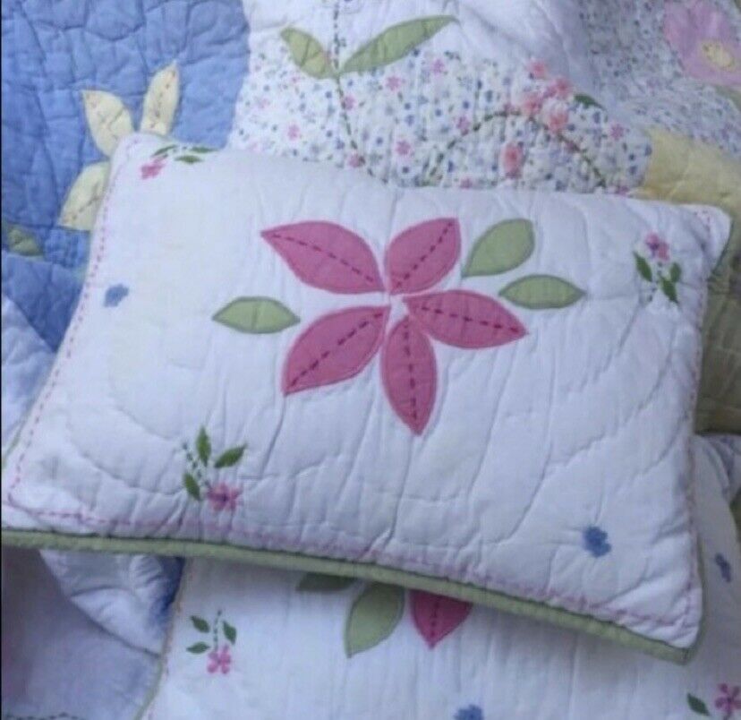 pottery barn kids daysi patchwork reversible decorative pillow pink white - Fresh Stock Dated February 2026