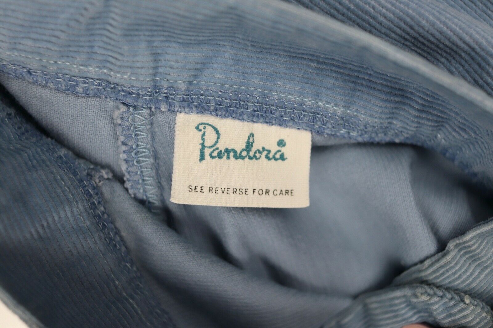 Vintage Pandora Womens Light Blue Corduroy Skirt Embroidered Woman w/ Greyhounds - Fresh Stock Dated February 2026