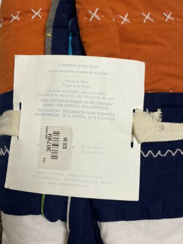 Pottery Barn Kids Bright Stripe Quilted Standard Pillow Sham NWT - Fresh Stock Dated December 2025