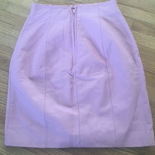 1980s 80s Rare Pastel Vintage Pink Leather Mini Skirt XS - Fresh Stock Dated February 2026
