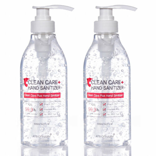 2 PACK Hand Sanitizer Gel 16.9oz/500ml with 2 PC 3D Black Face Mask USA - Fresh Stock Dated February 2026