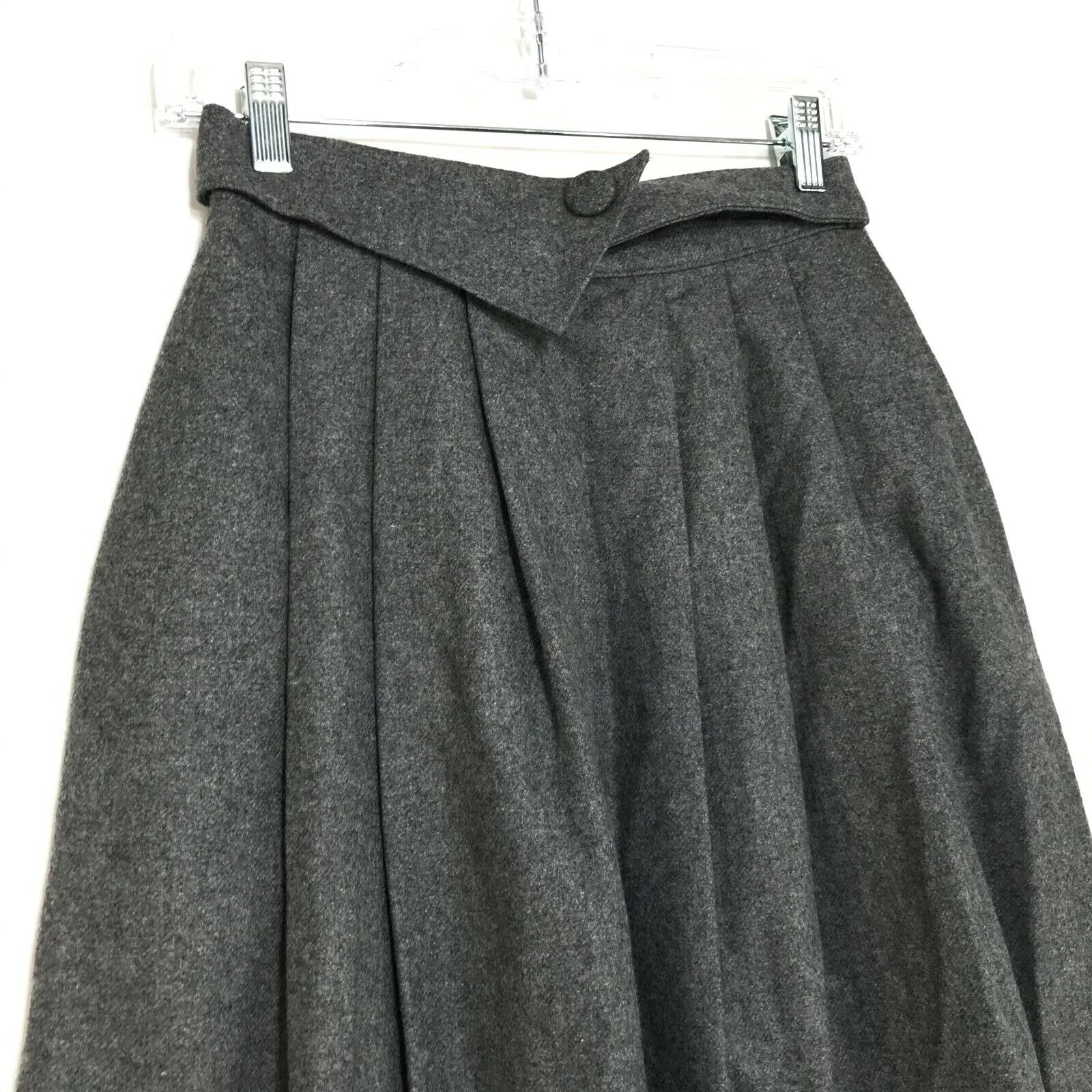 Vision VINTAGE Wool A Line Pleated Skirt Womens Sz 4 Gray Lined Back Zip 31