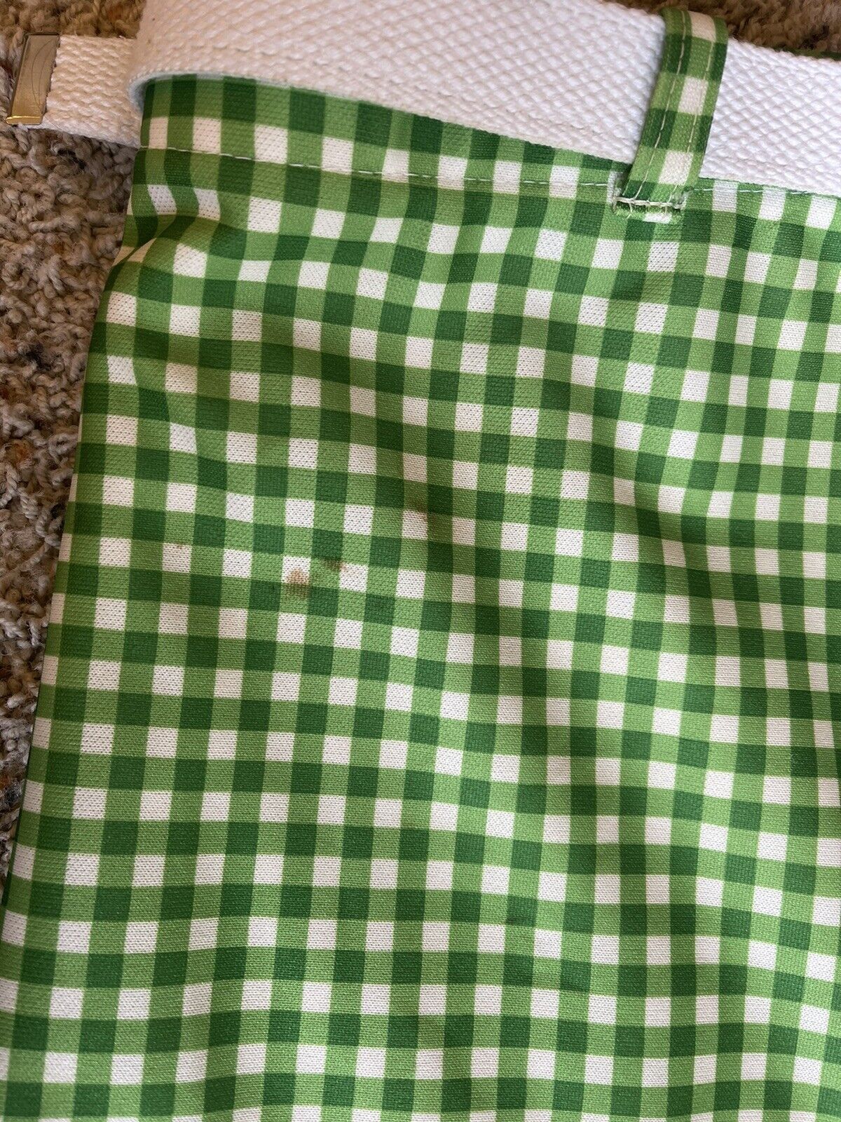 Vintage Mod/GoGo Green White Gingham Jantzen 70’s Skort Skirt Sz Med Belted - Fresh Stock Dated March 2026