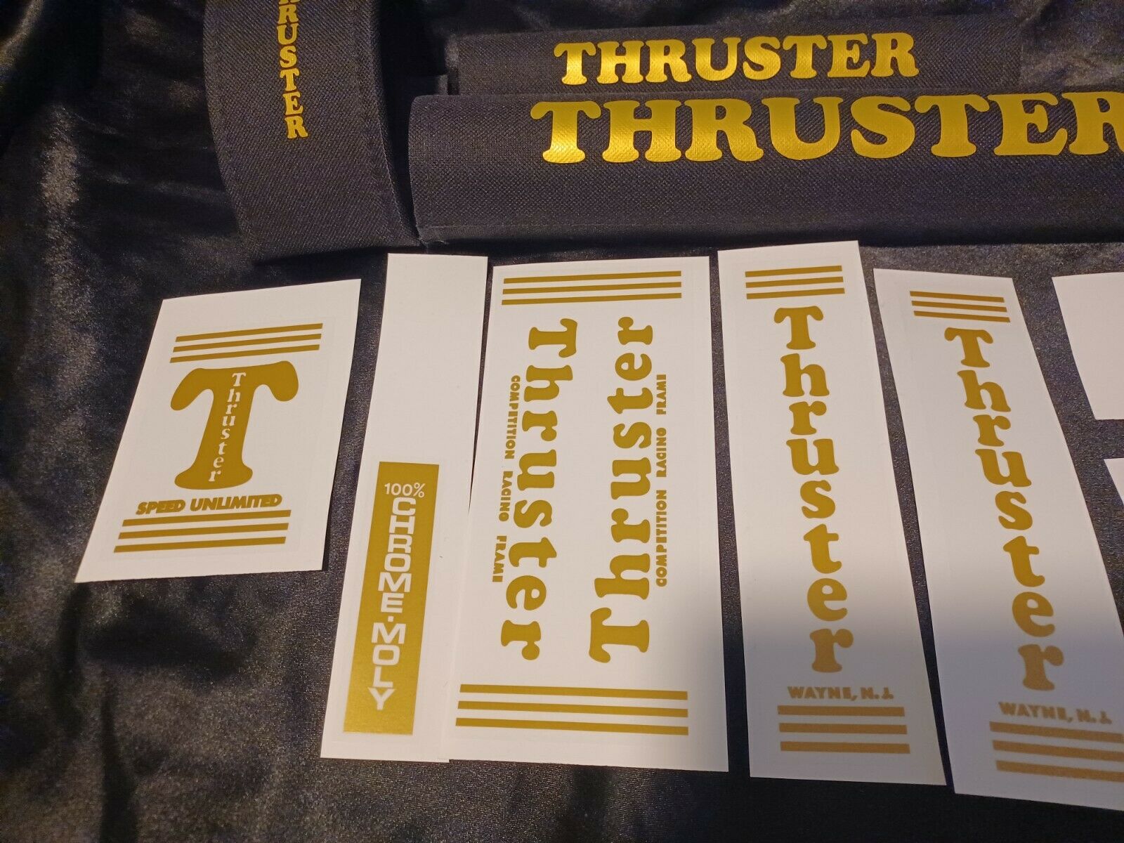 New Re-pop THRUSTER TRI Power XL Sticker & Pad Set Gold BMX Hutch Haro Mongoose - Fresh Stock Dated December 2025