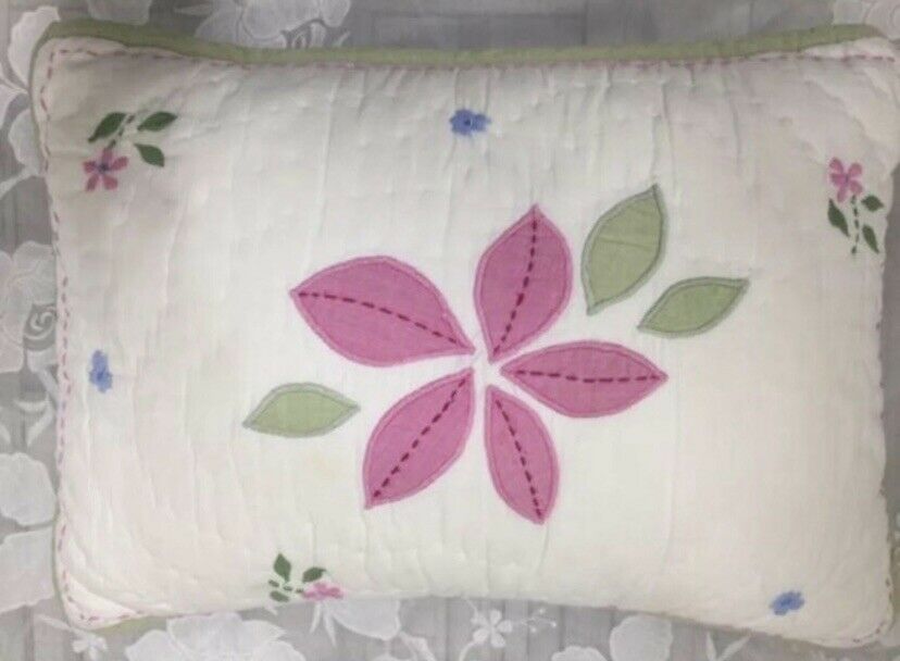 pottery barn kids daysi patchwork reversible decorative pillow pink white - Fresh Stock Dated February 2026