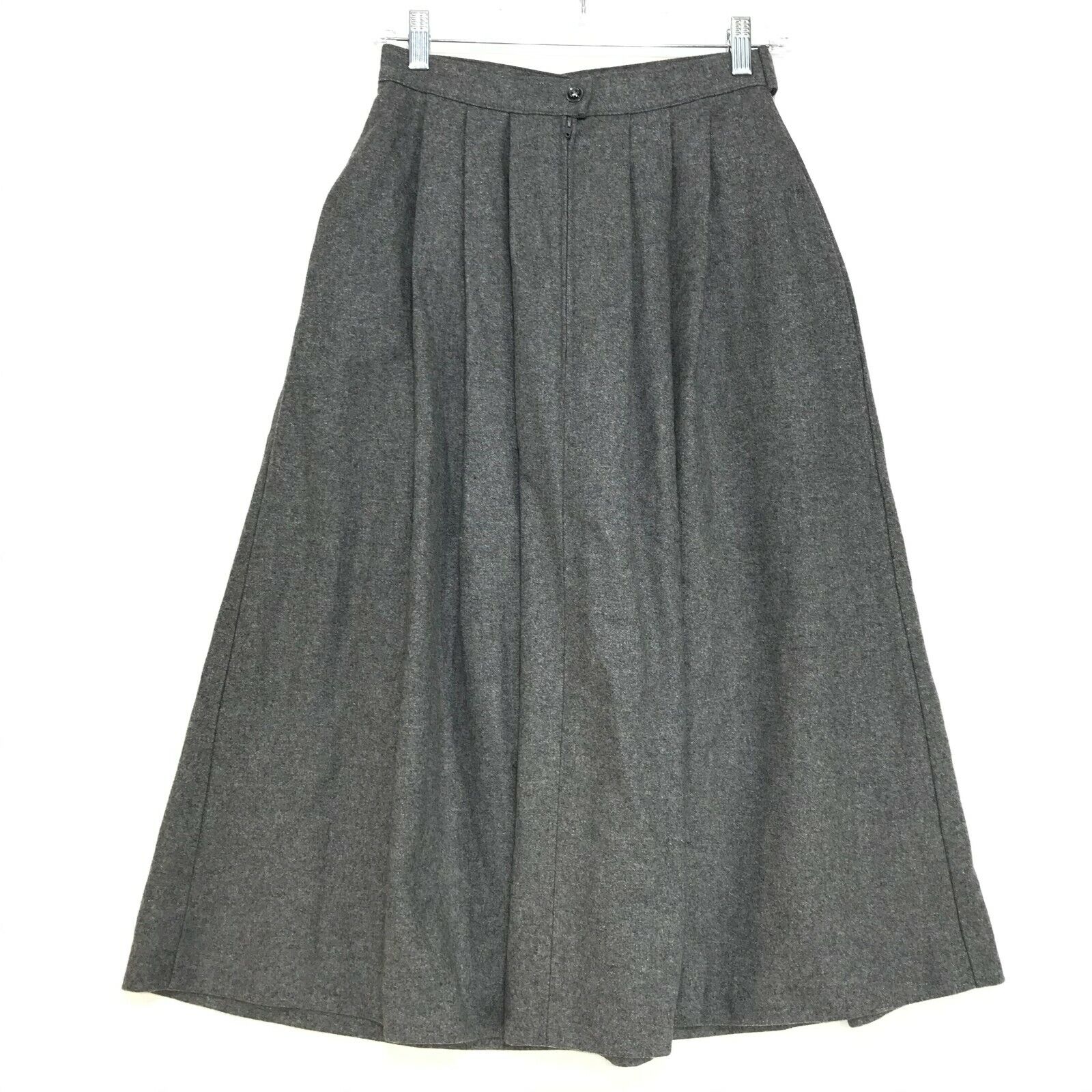 Vision VINTAGE Wool A Line Pleated Skirt Womens Sz 4 Gray Lined Back Zip 31