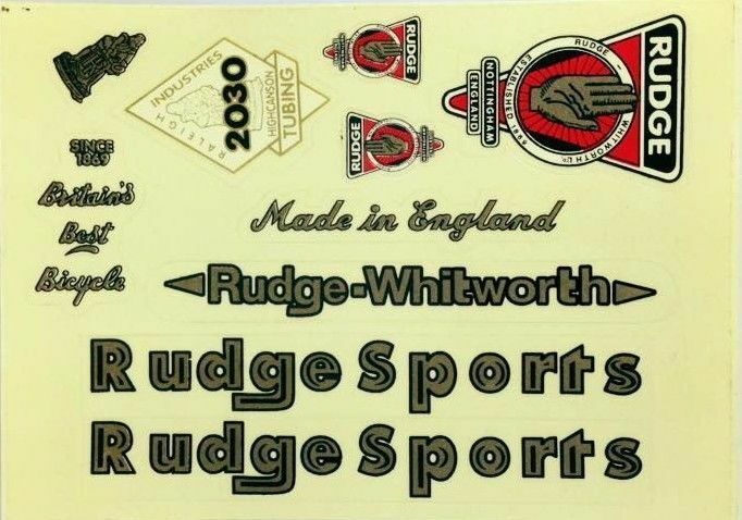 BIKE VINTAGE DECALS RUDGE SPORTING GOODS STICKER CYCLING FRAME BICYCLE ACCESSORY - Fresh Stock Dated December 2025
