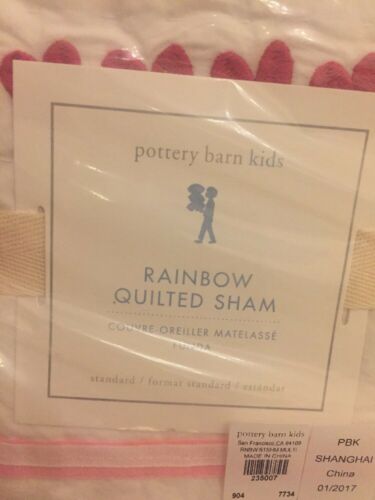 2 Pottery Barn Kids Rainbow Quilted Standard Shams NWT Pink Hearts! NWT - Fresh Stock Dated December 2025