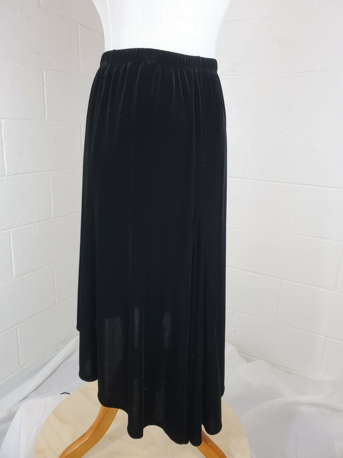Antthony Original Black Velvet VTG 1990s Grunge Asymmetrical High Low Skirt - Fresh Stock Dated March 2026
