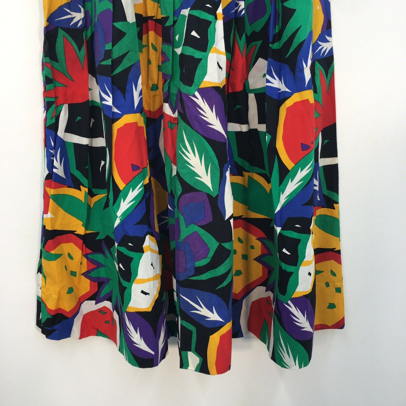 VTG 90s Nuons Multicolored Graphic Fruit Print Pleated Midi Skirt Womens - Fresh Stock Dated March 2026