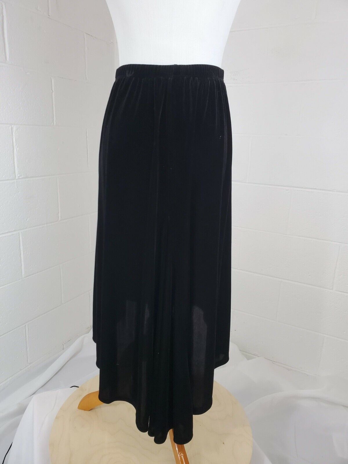 Antthony Original Black Velvet VTG 1990s Grunge Asymmetrical High Low Skirt - Fresh Stock Dated March 2026