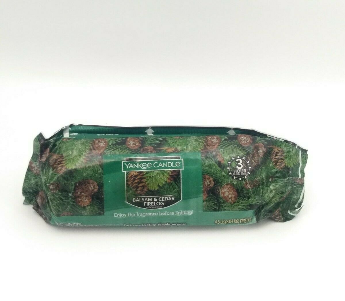 Yankee Candle Balsam & Cedar Firelog Fragrance Scented Fire Log 3 Hour Burn New - Fresh Stock Dated December 2025