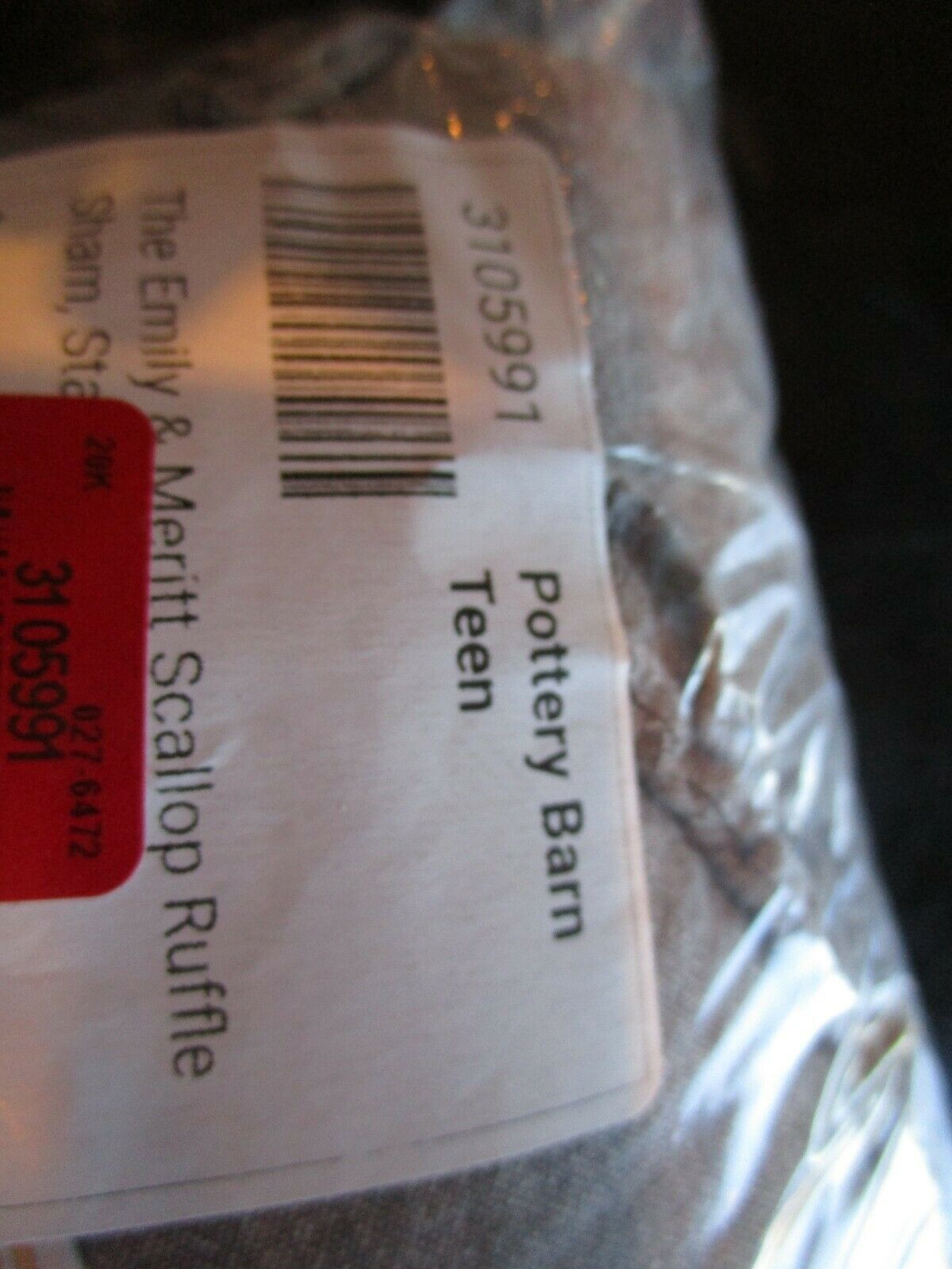 1 Pottery Barn Teen Emily & Meritt Scallop Ruffle Sham Standard Charcoal New - Fresh Stock Dated December 2025