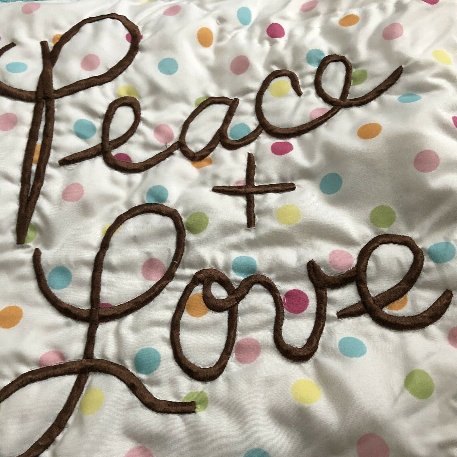 Circo Girl's Peace + Love Quilted Pink White Standard Pillow Sham - Fresh Stock Dated February 2026