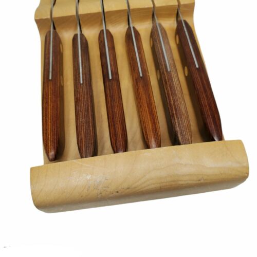 Vintage Ekco Flint Steak Knife Set Vanadium Wooden Wall Mount Block Stainless - Fresh Stock Dated December 2025