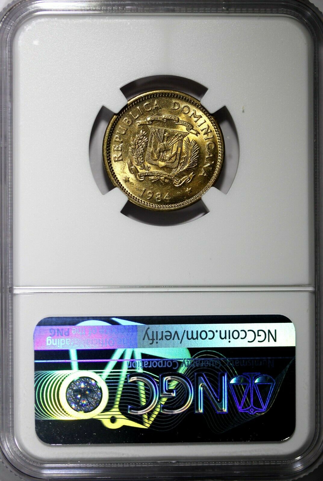 DOMINICAN REPUBLIC 1984 MO 5 Centavos NGC MS62 Sanchez and Mella KM# 59 - Fresh Stock Dated December 2025