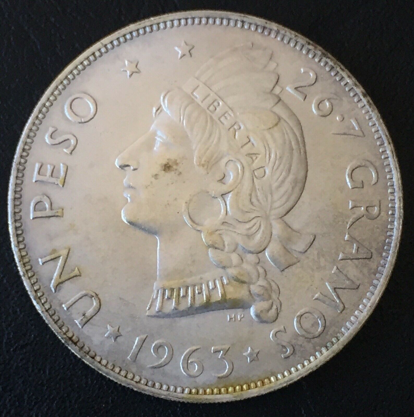 DOMINICAN REPUBLIC 1963 1 Peso Centennial Silver Crown BU - Fresh Stock Dated February 2026