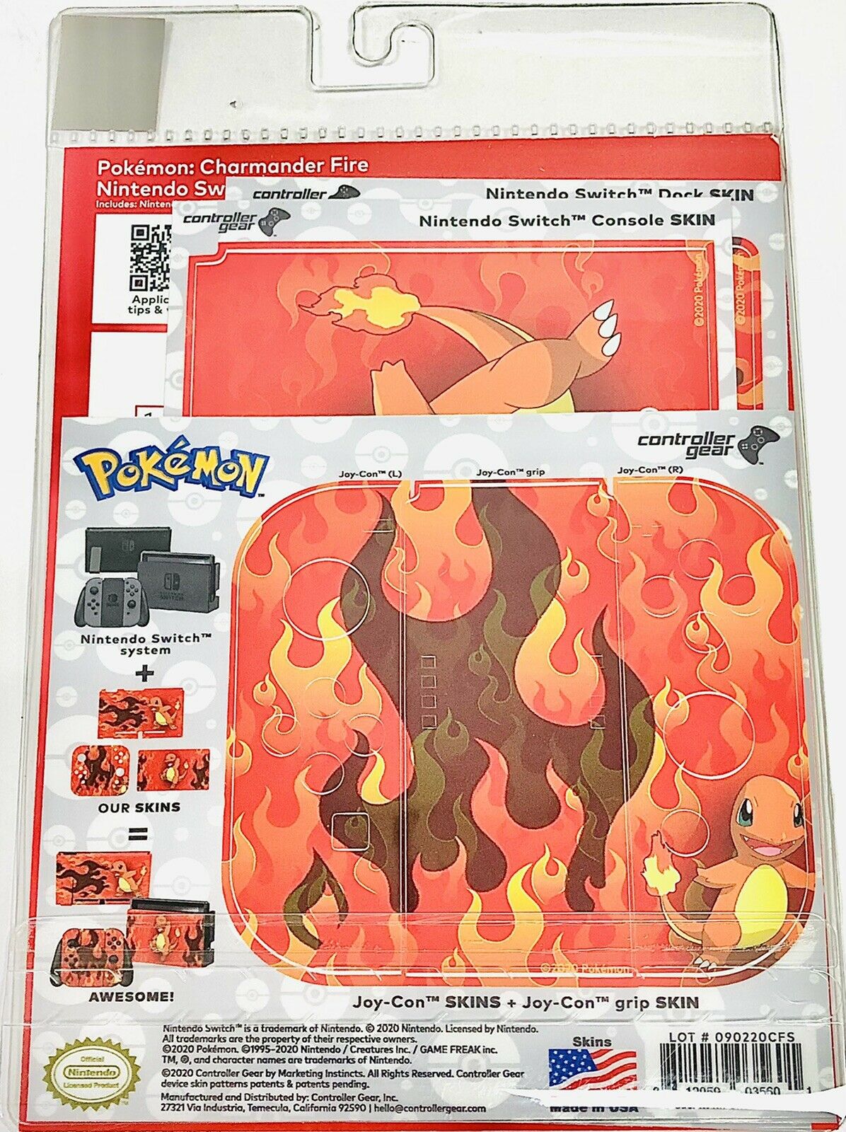 Pokemon Charmander Fire Nintendo Licensed Switch Skin Stickers Set New - Fresh Stock Dated February 2026