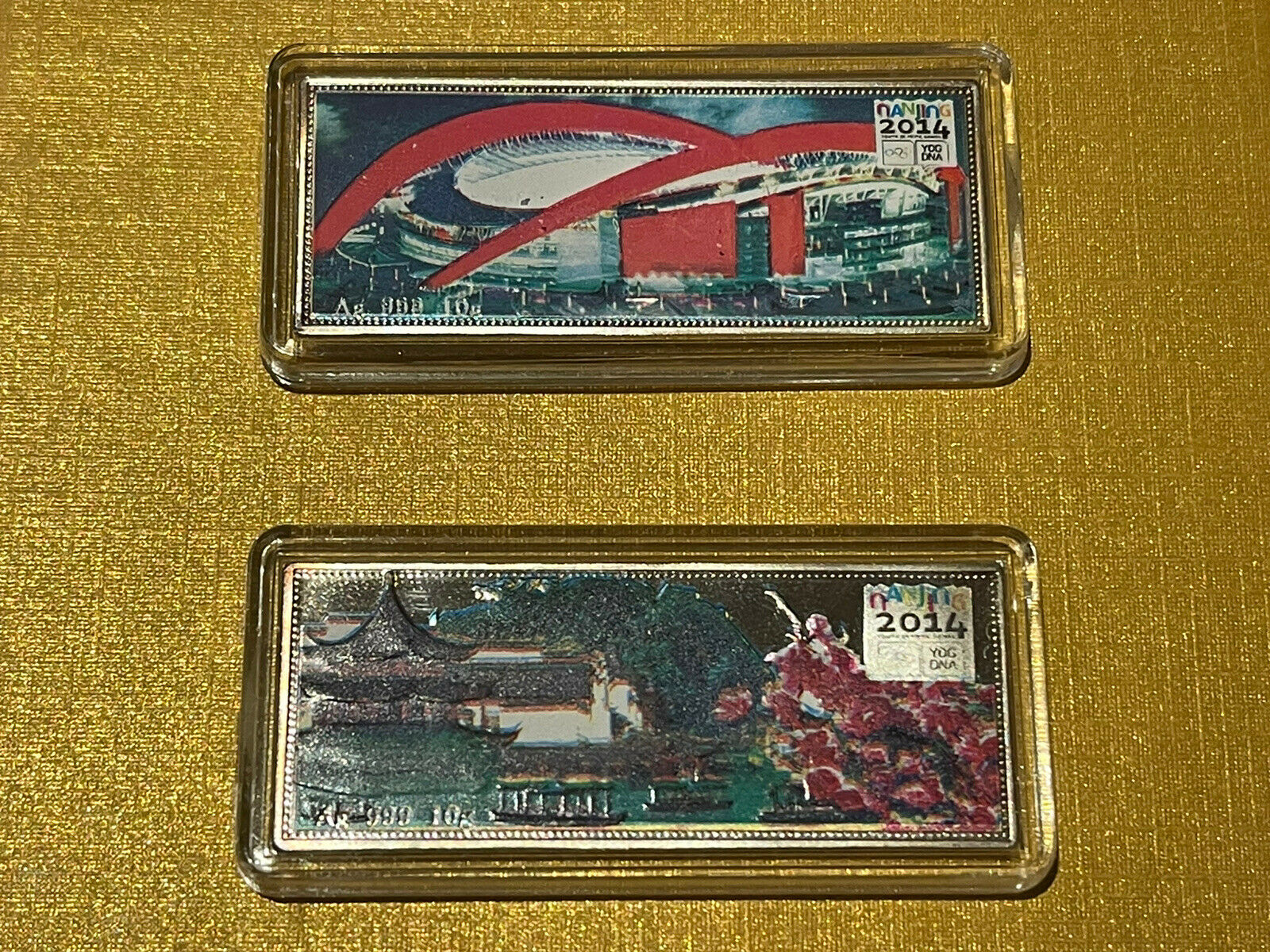China 2014 Silver Bar/Badge Set - the 2nd Summer Youth Olympic Games 2X10g COA - Fresh Stock Dated February 2026