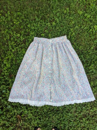 Vtg Prairie Skirt Cotton Wildflower Ditsy Floral Print Eyelet Trim Circle Full - Fresh Stock Dated February 2026