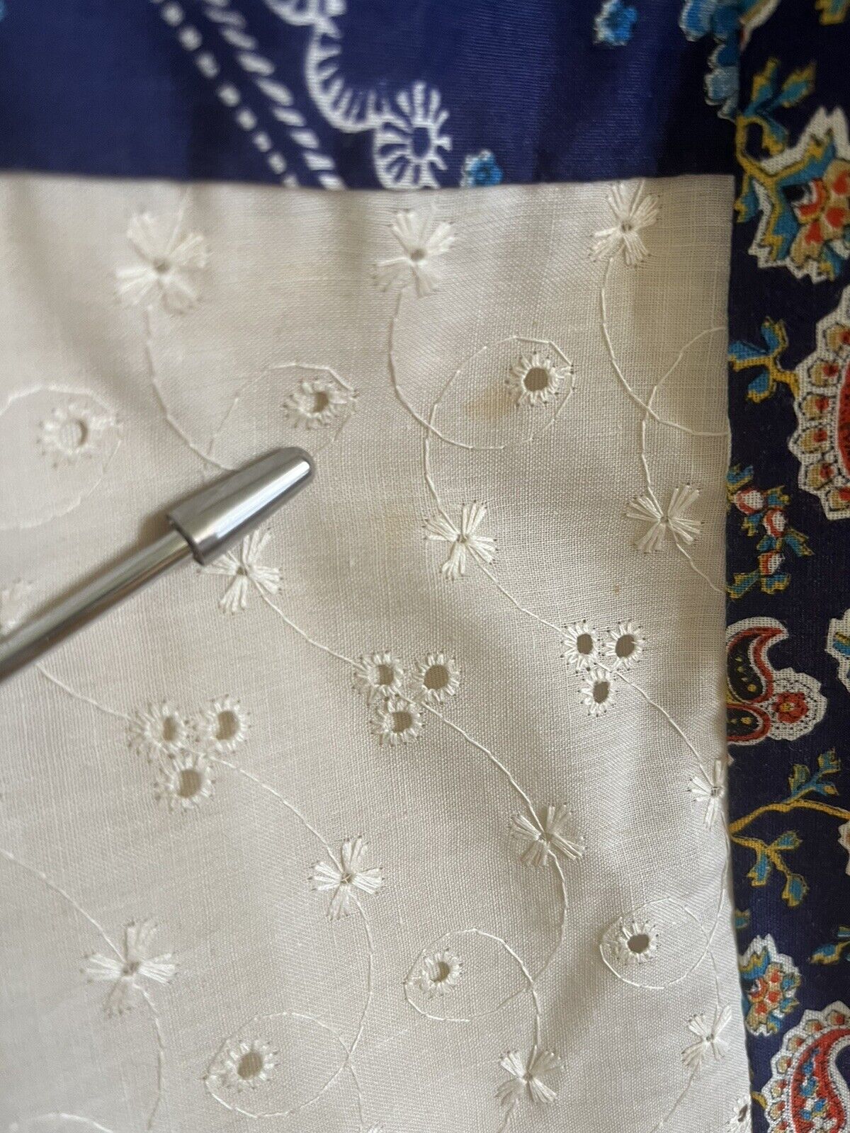 70s Renee California Patchwork Maxi Skirt Calico Floral Bandana Hippie Lace VTG - Fresh Stock Dated March 2026