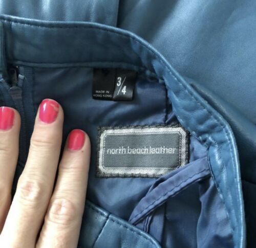 Vintage 80s North Beach Leather Blue pencil skirt Retro Rockabilly Wiggle XS - Fresh Stock Dated December 2025