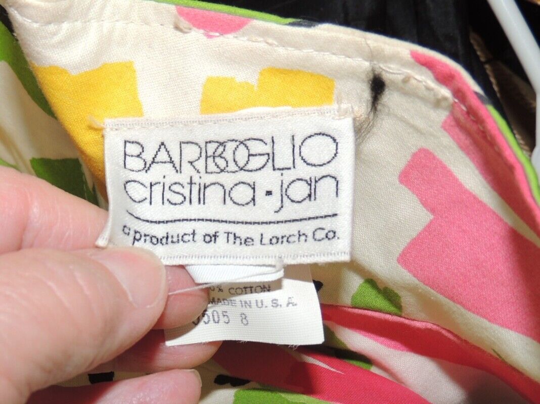 1980's Barboglio Christina - Jan Colorful Cotton Skirt w Wide Yoke sz 8 W- 27.5 - Fresh Stock Dated March 2026