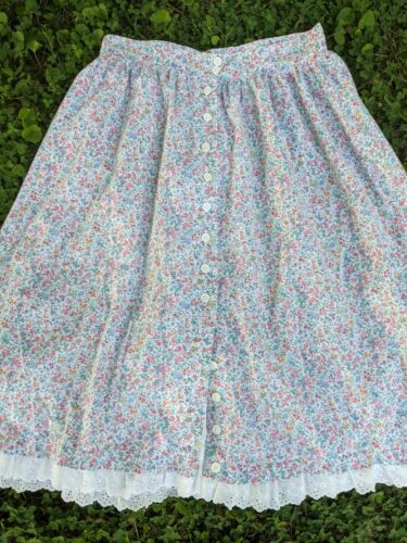 Vtg Prairie Skirt Cotton Wildflower Ditsy Floral Print Eyelet Trim Circle Full - Fresh Stock Dated February 2026