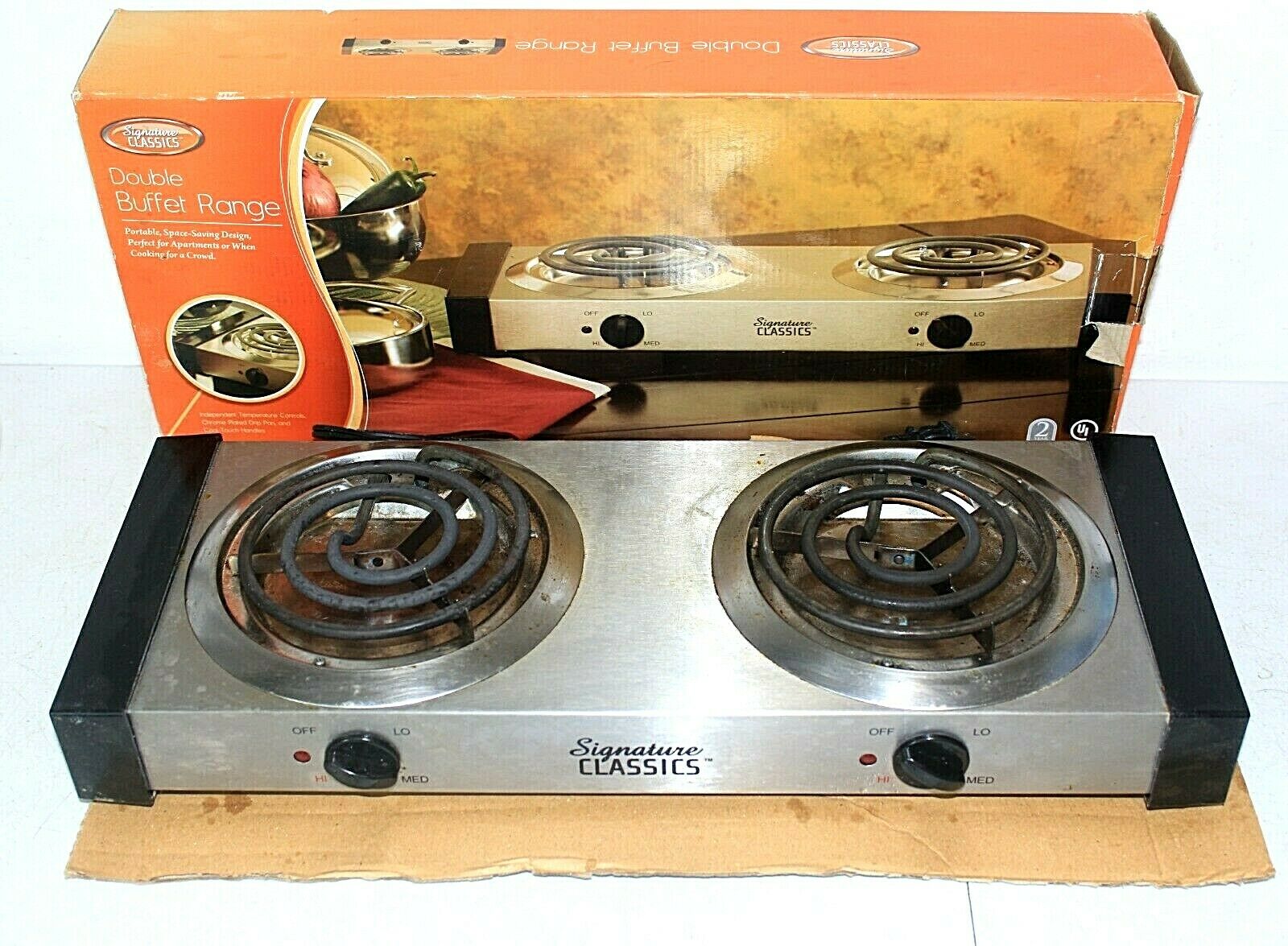 Double Buffet Range, Dual Electric Stove Burners, Portable Countertop, Signature - Fresh Stock Dated February 2026