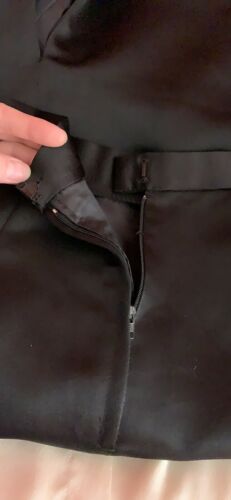 Vintage 90s Black Satin Column Maxi Skirt High Slit Glamour Couture 12 Petite - Fresh Stock Dated March 2026