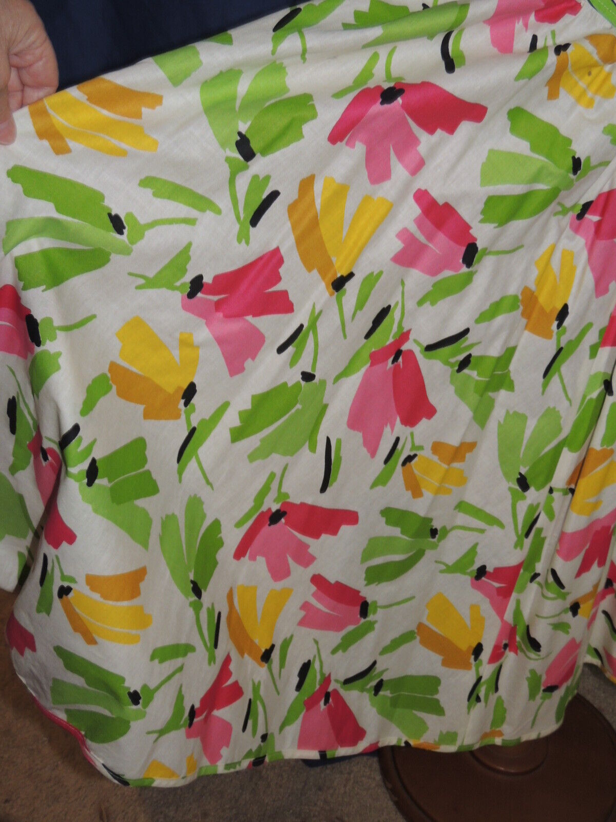 1980's Barboglio Christina - Jan Colorful Cotton Skirt w Wide Yoke sz 8 W- 27.5 - Fresh Stock Dated March 2026