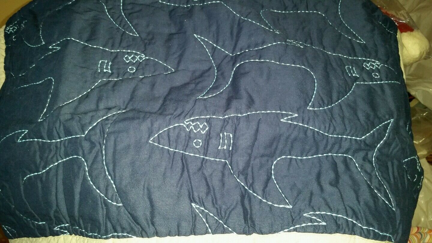 1 Pottery Barn Kids  quilted Owen standard Sham shark  New with tags - Fresh Stock Dated January 2026