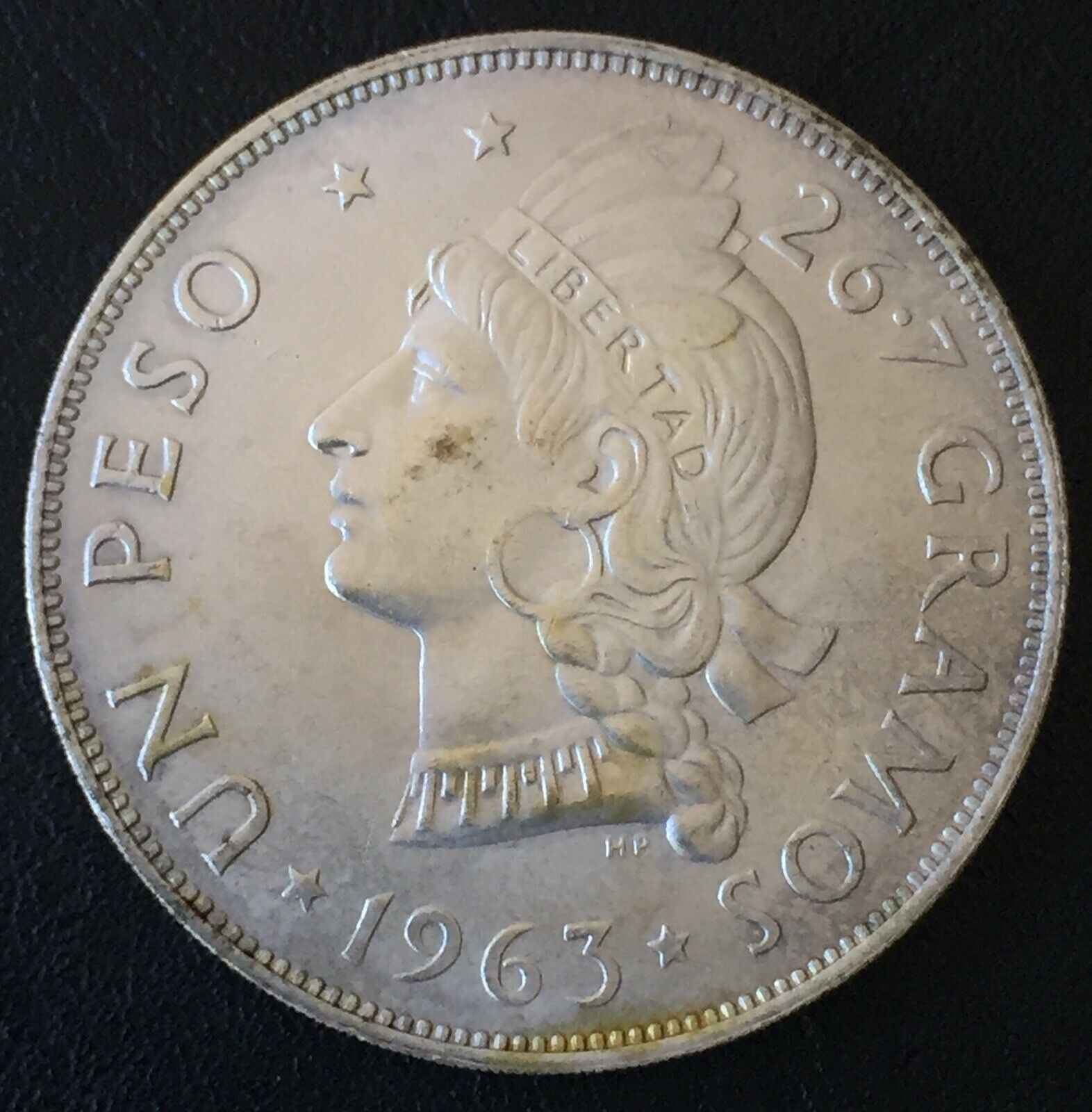 DOMINICAN REPUBLIC 1963 1 Peso Centennial Silver Crown BU - Fresh Stock Dated February 2026