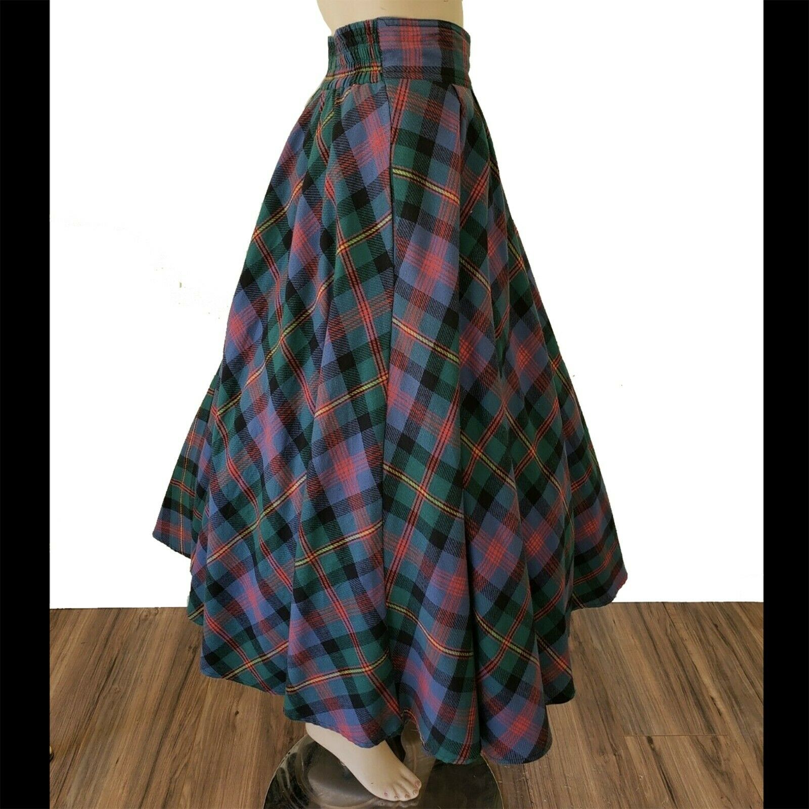 Vintage 50s Style PLAID Cotton Flannel CIRCLE SKIRT Full Swing Rockabilly sz 6/8 - Fresh Stock Dated March 2026