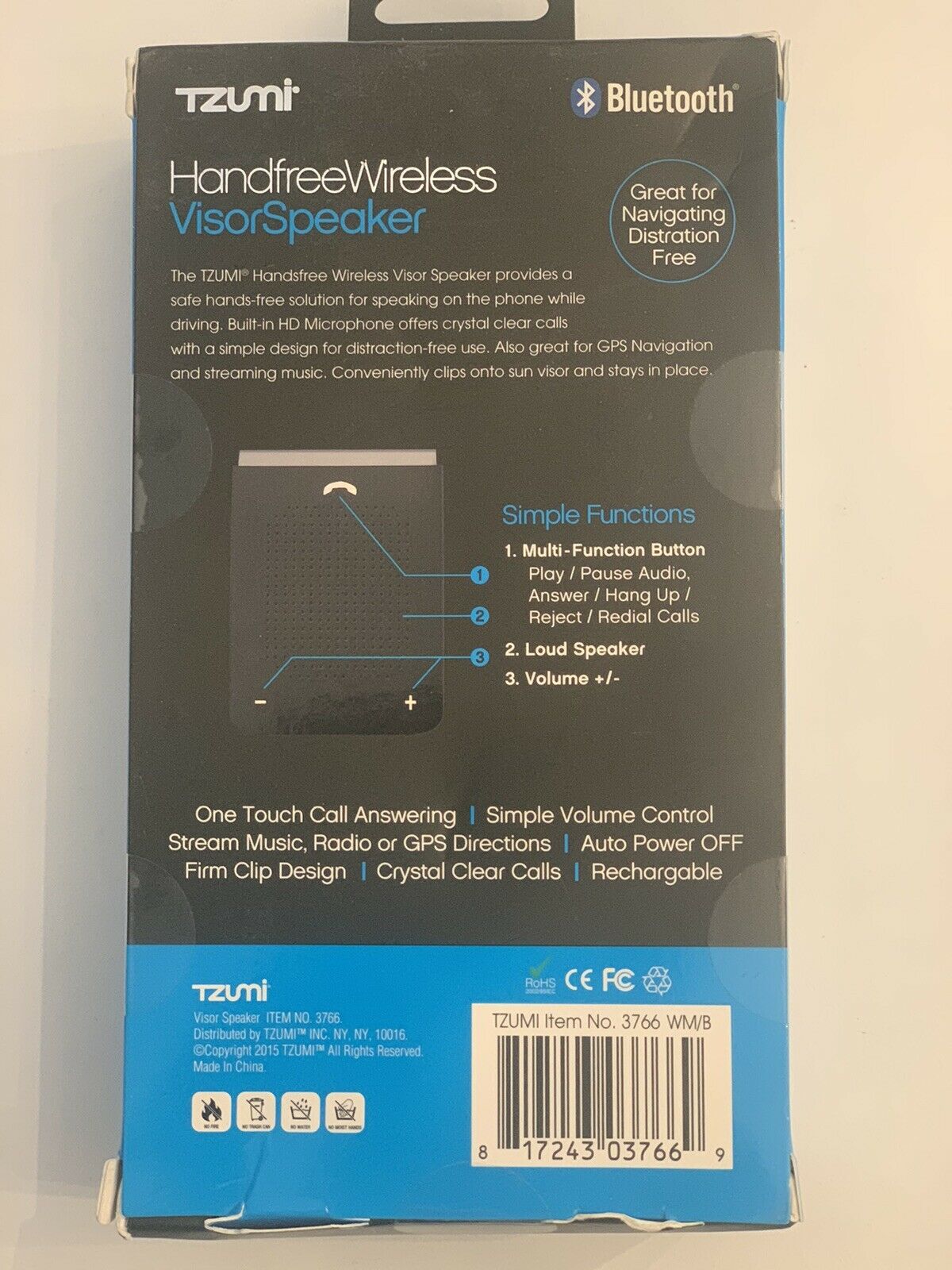 Tzumi Handfree Wireless VisorSpeaker - Fresh Stock Dated December 2025