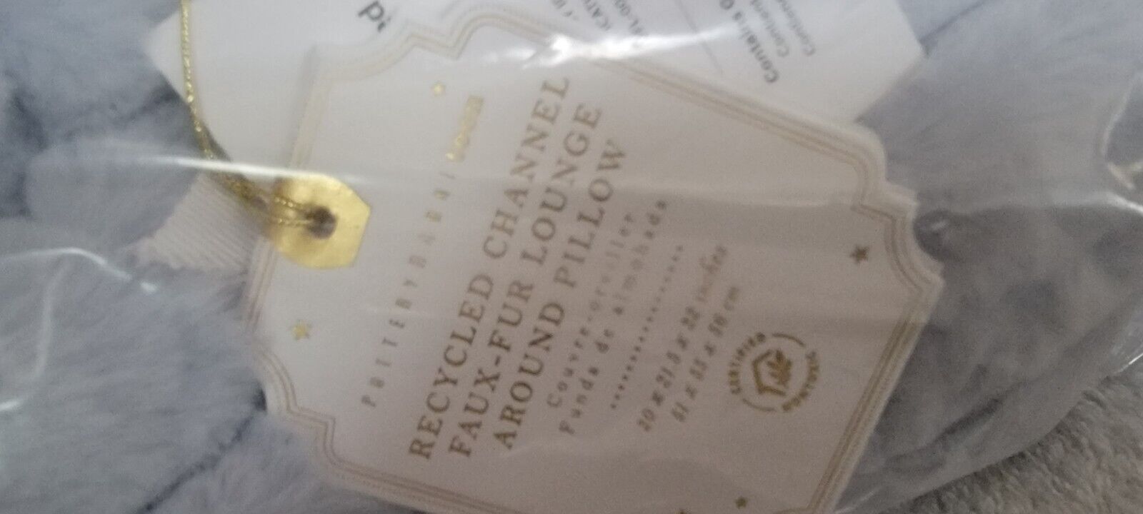 Pottery Barn RECYCLED CHANNEL Faux Fur Backrest Pillow Cover BLUE NWT #P422 - Fresh Stock Dated December 2025