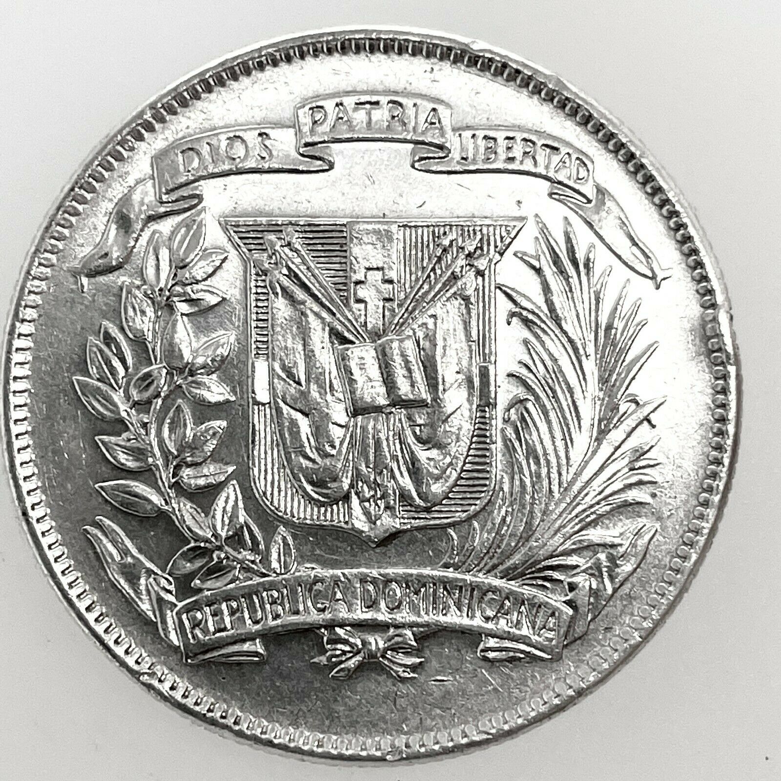 1961 Dominican Republic MEDIO - 1/2 Peso- UNC.- 0.900 Silver Coin KM #21 C#1 - Fresh Stock Dated February 2026