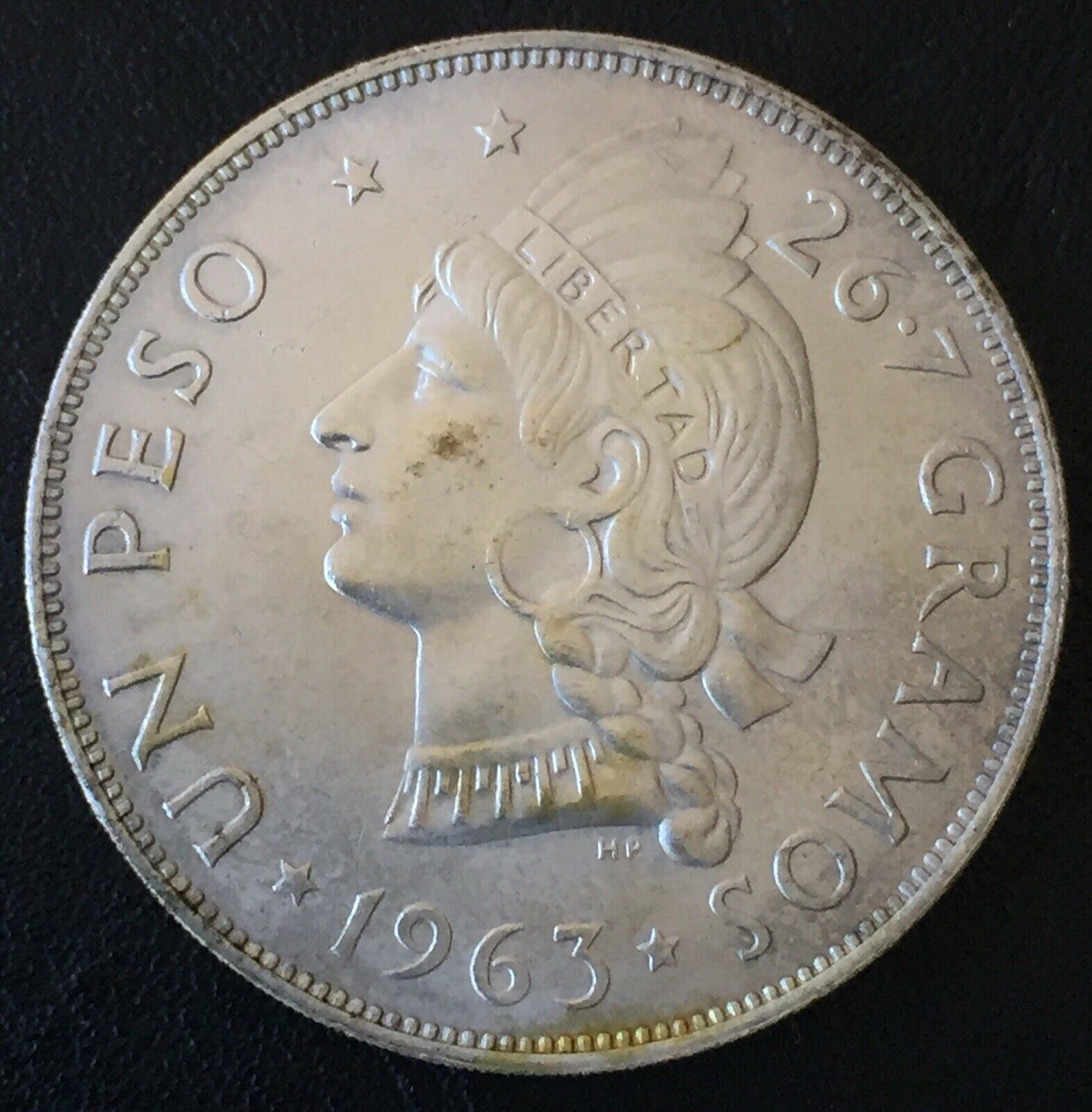 DOMINICAN REPUBLIC 1963 1 Peso Centennial Silver Crown BU - Fresh Stock Dated February 2026