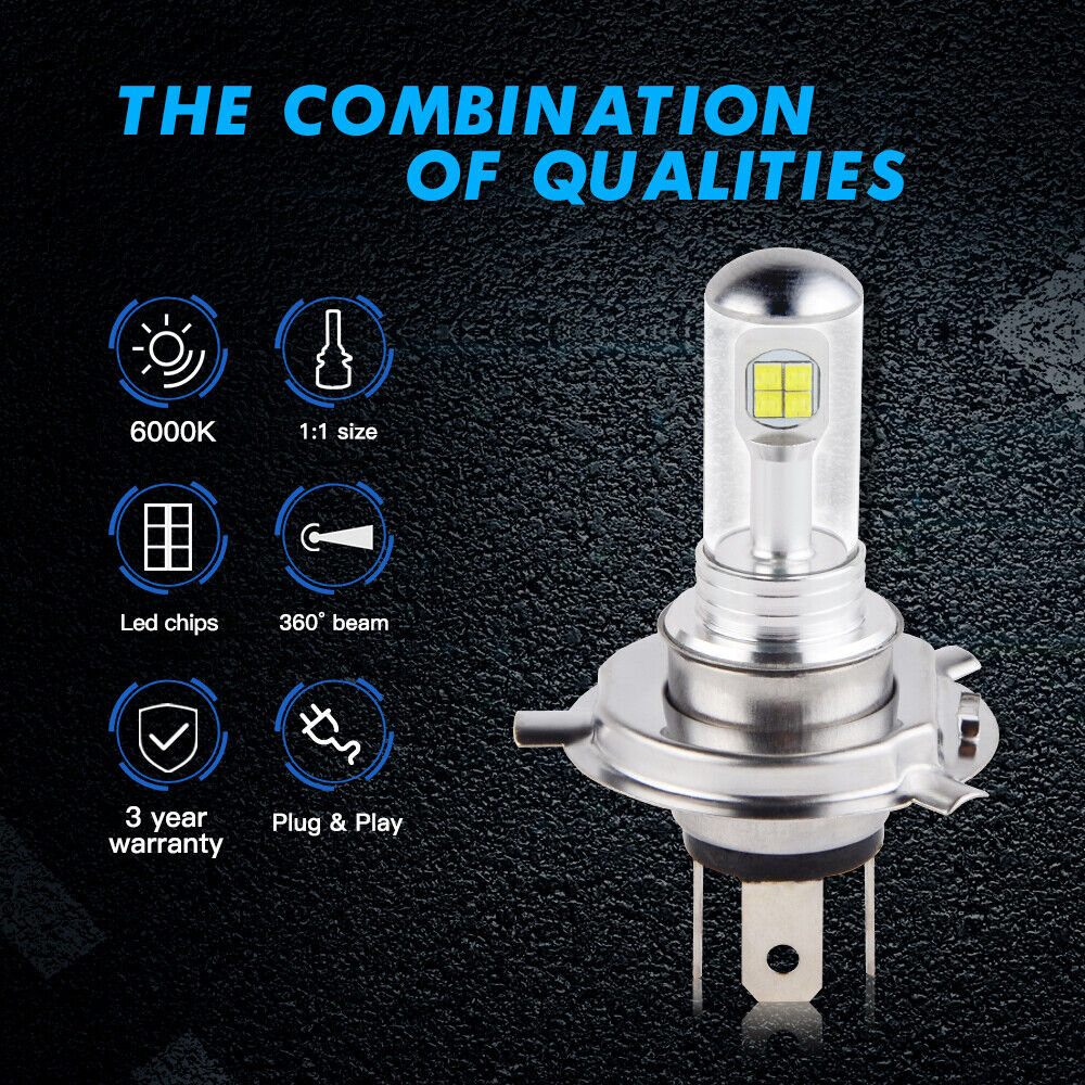 80W For Kawasaki KLR650 1987-2007 KLX250SF 2009-2010 LED Headlights Bulbs White - Fresh Stock Dated February 2026