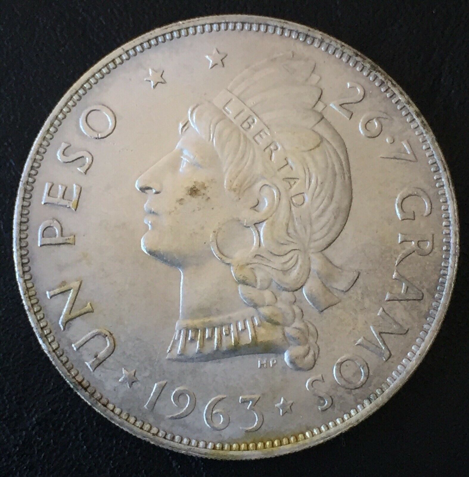 DOMINICAN REPUBLIC 1963 1 Peso Centennial Silver Crown BU - Fresh Stock Dated February 2026