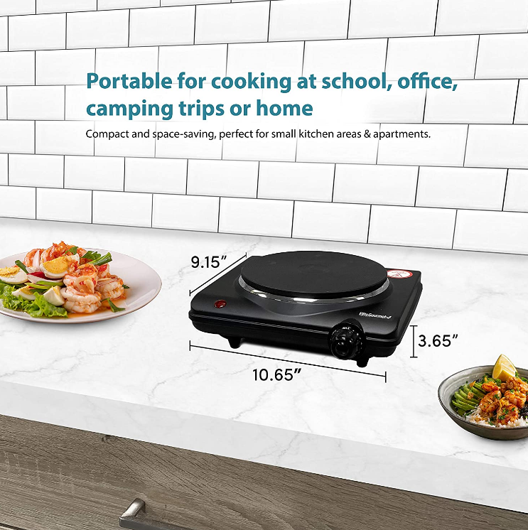 Portable Single Electric Burner Hot Plate Stove Dorm RV Travel Cook Countertop - Fresh Stock Dated February 2026