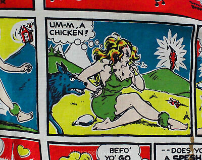 1950s Novelty Print Skirt - Rare Comic Strip Lil Abner Cotton - Small Waist 25 - Fresh Stock Dated March 2026