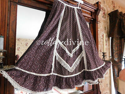 Prairie Rose Brown Calico Lace Gunne Sax Gunnies Vtg 1970s Hippie Skirt, XXS XS - Fresh Stock Dated February 2026