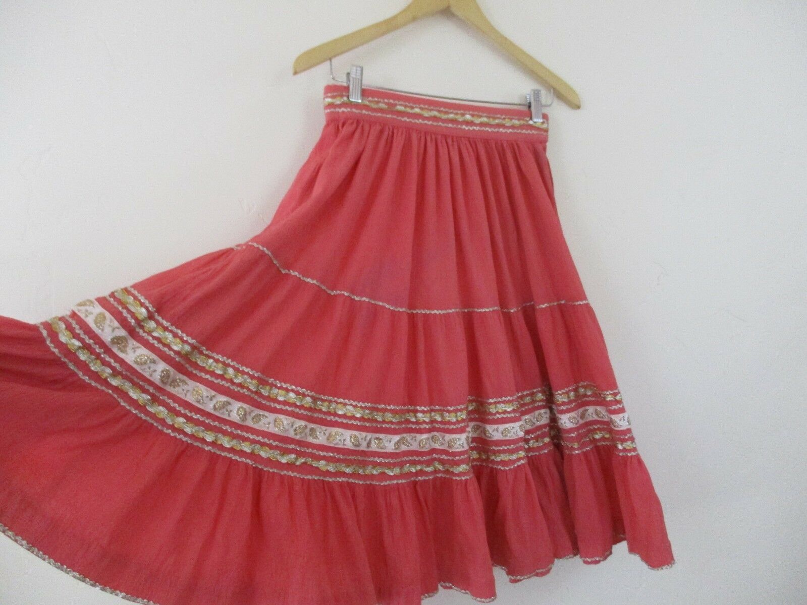 Women's Vintage skirt Pink Coral Southwest Navajo full S AS IS Native American - Fresh Stock Dated December 2025